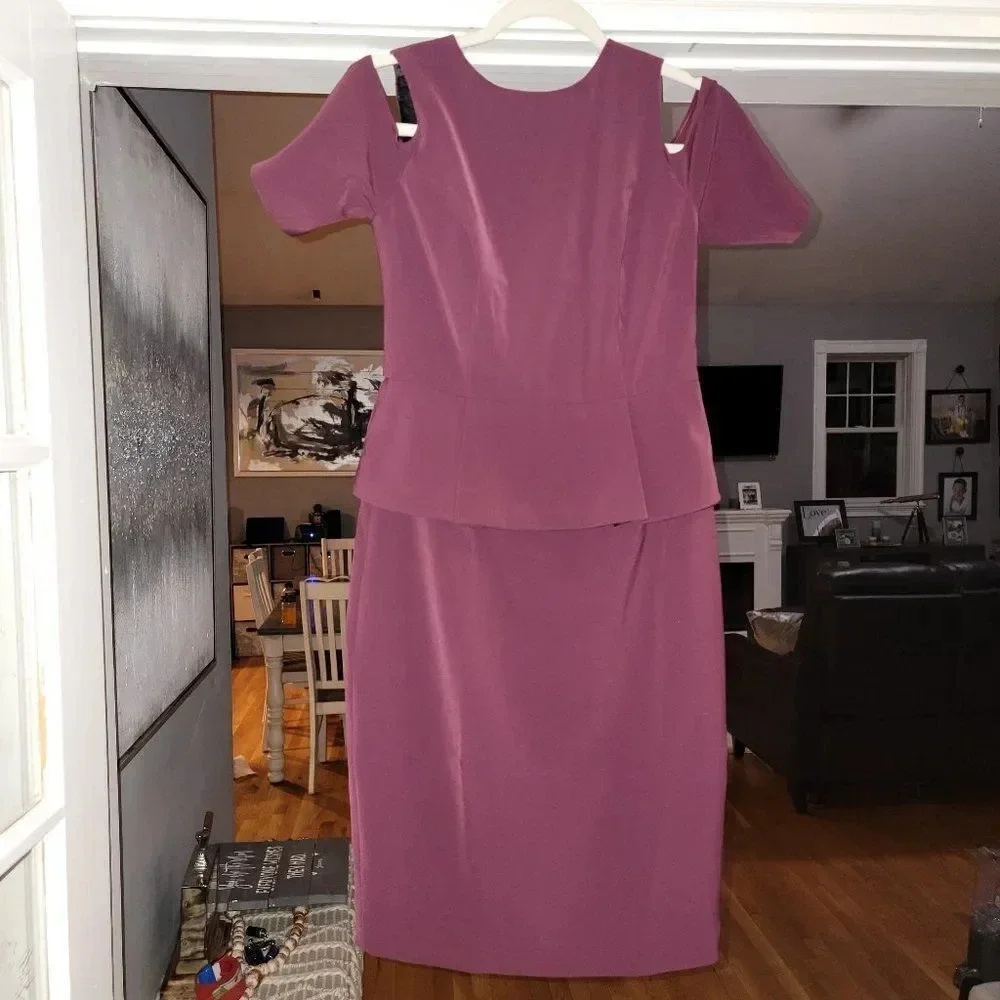 Ted Baker London Peplum Pippard Cold Shoulder Purple Sleeveless Dress SZ…